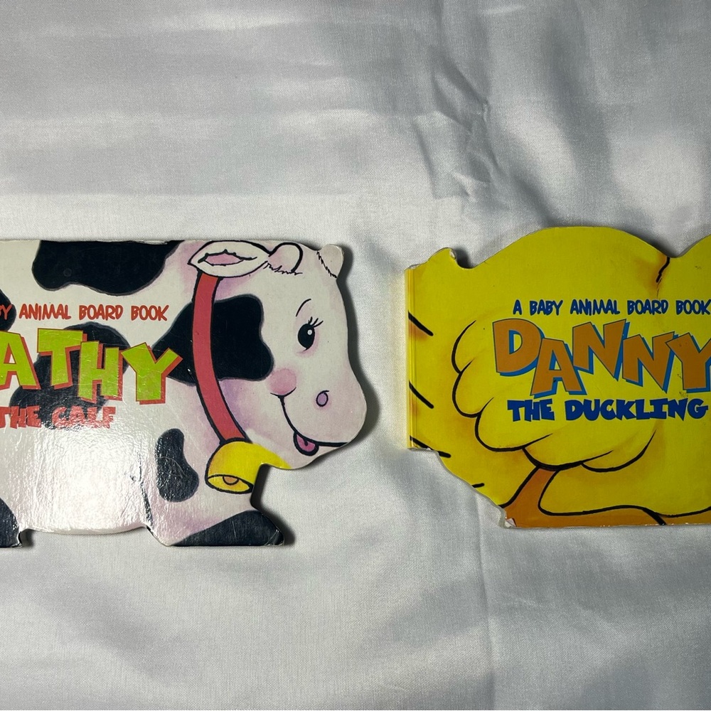 Vintage 1997 Baby Animal Board Books Lot Cathy Calf Danny Duckling Kids